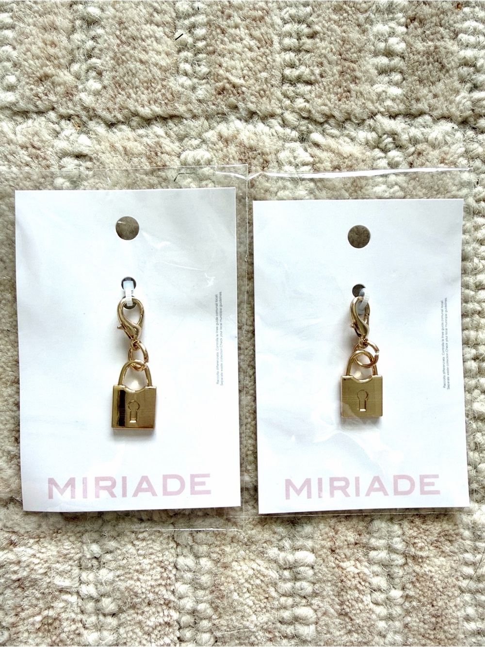 Sold in Naples, Italy - Miriade Gold Padlock Charm Keychain - Purse Accessories